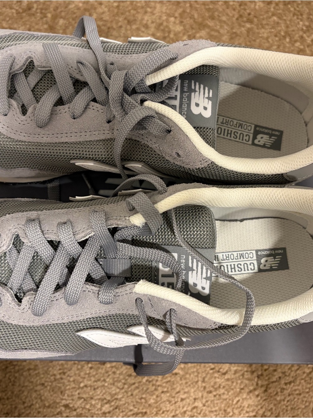 New Balance Men's Gray Mesh & Suede Running Sneakers - Picture 4 of 9